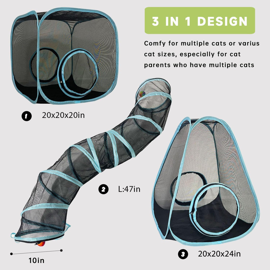 Outdoor Cat Enclosures, Cat Tunnels Catio Tents Cubes for Indoor Cats