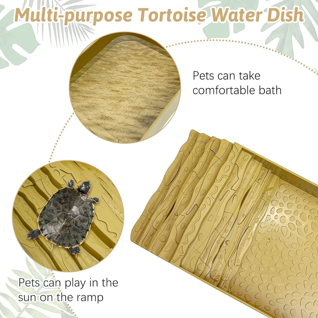 PINVNBY Reptile Bathing Pool Plastic Tortoise Food Dish with Ramp