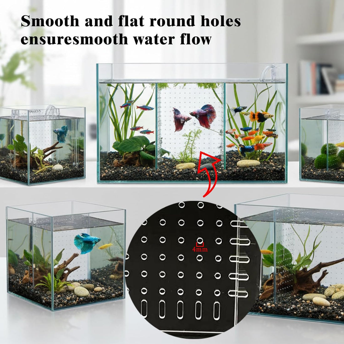 Aquarium Divider 75/125 G, Acrylic Fish Tank Separator with Suction