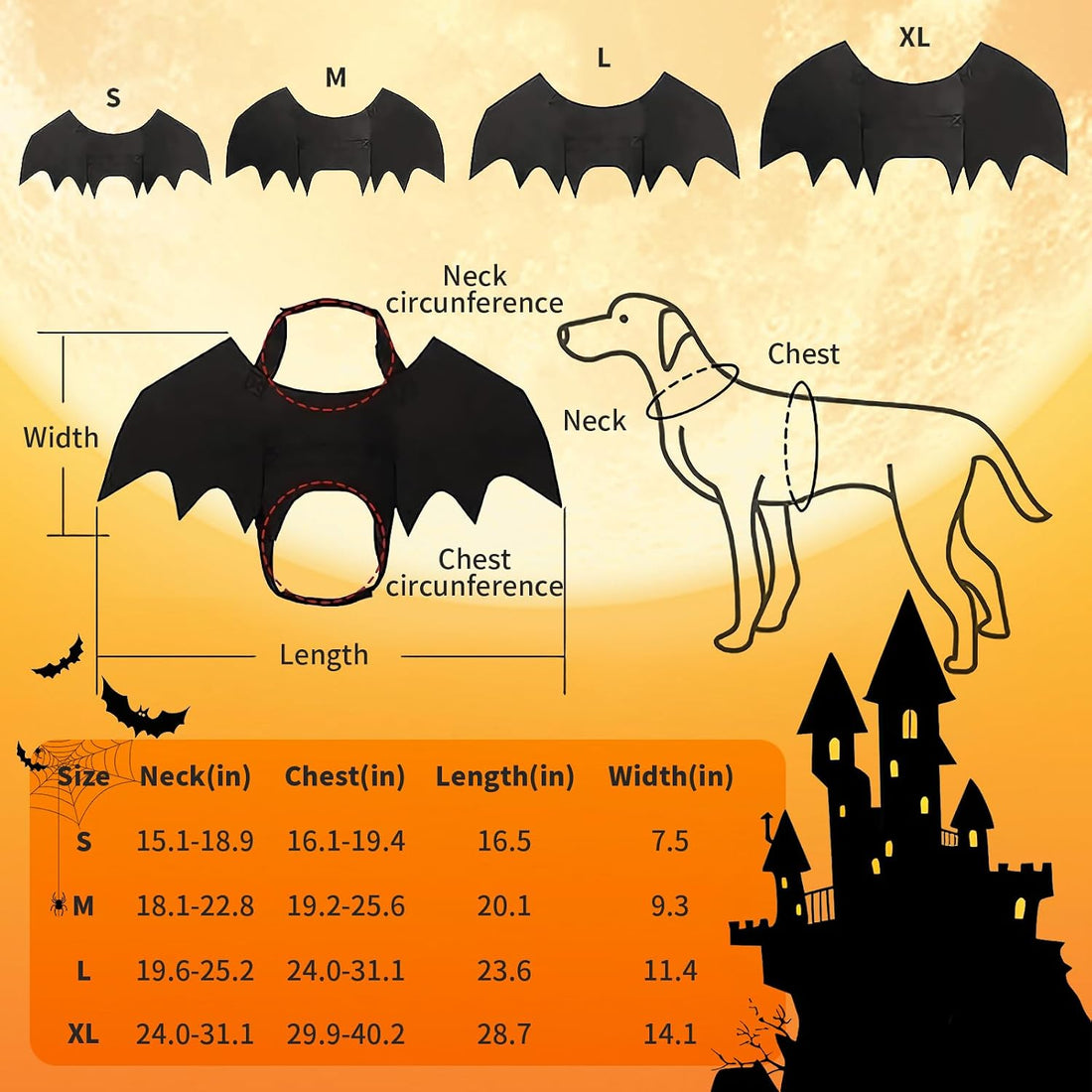 Halloween Dog Bat Wings Pet Costume with Pumpkin Bells for Halloween