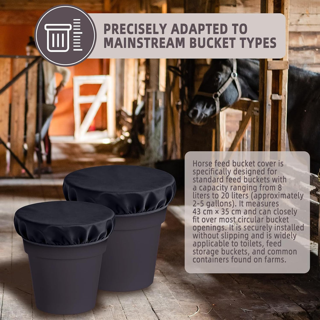 2-5 Gallon Horse Bucket Cover, Waterproof Horse Feed Bucket Cover