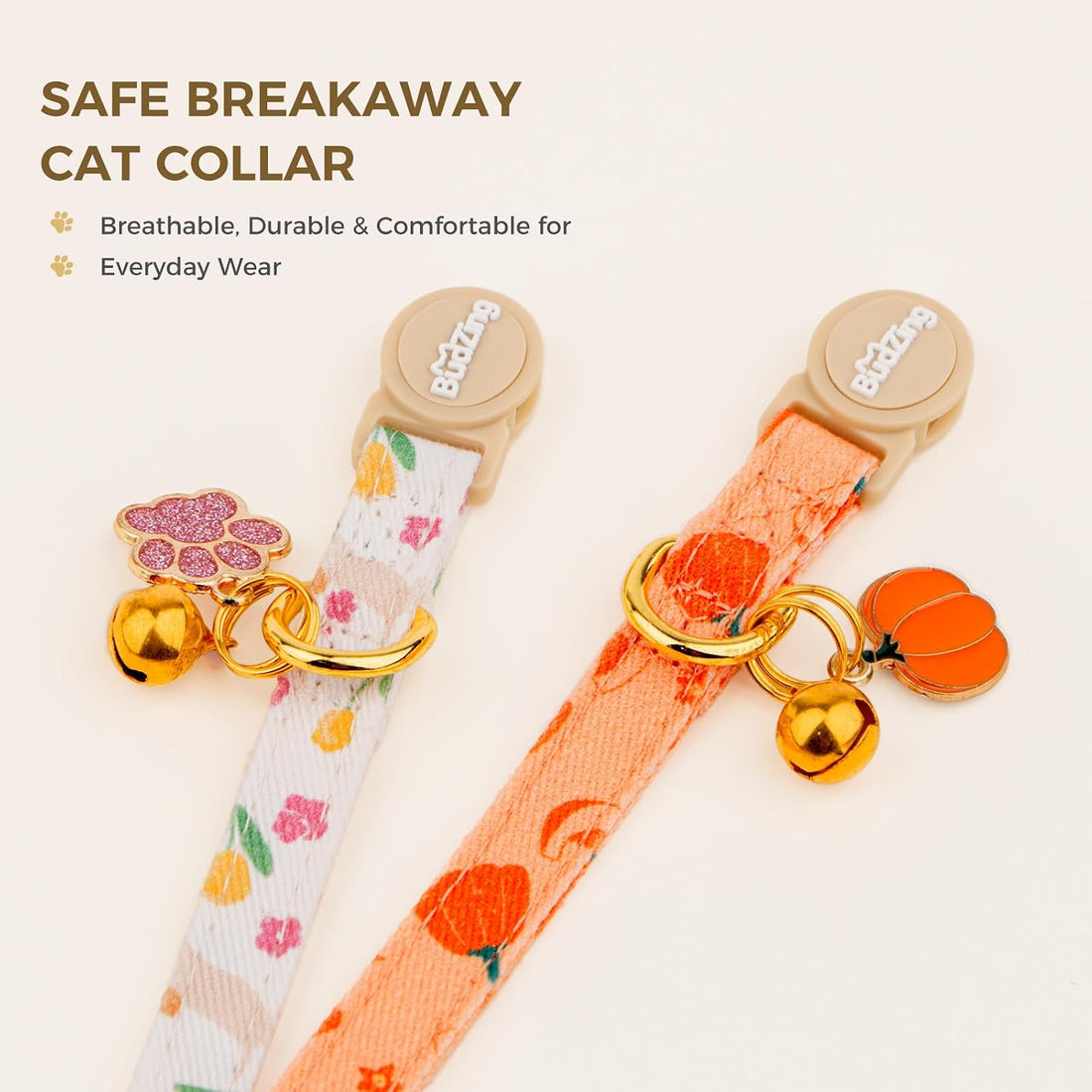 2 Pack Cotton Cat Collar Cute Kitten Collar White Puppy and Orange