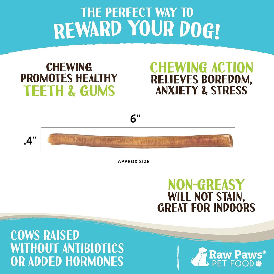 Raw Paws Thin Bully Sticks for Small Dogs, 6-Inch - Low Odor