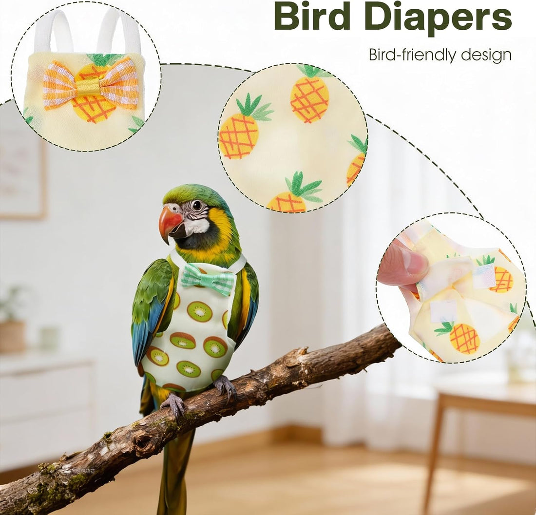 HJZHII 4 Pcs Bird Diaper, Parrot Diapers with Waterproof Inner