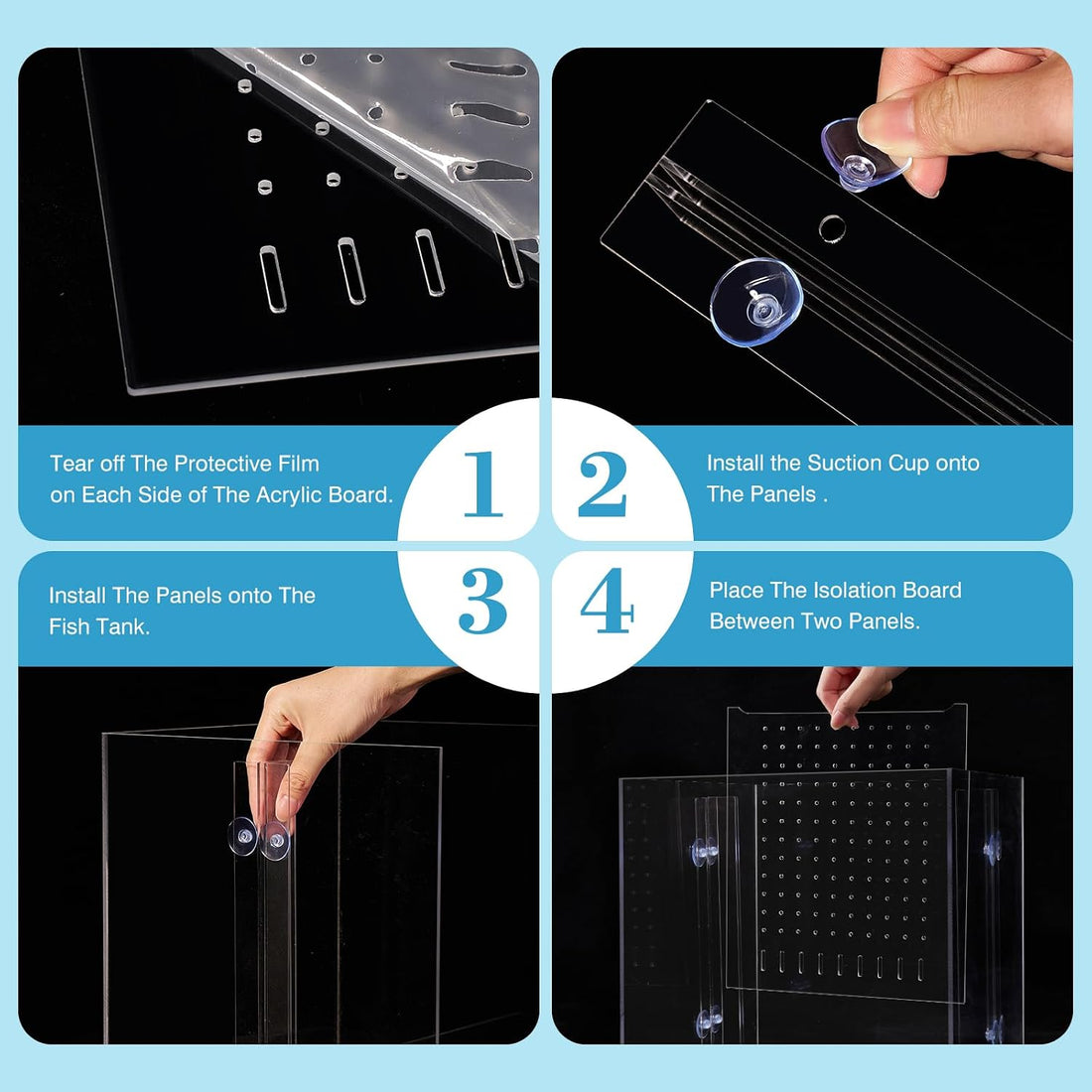 Aquarium Divider with Suction Cup, Clear, 11×11 in
