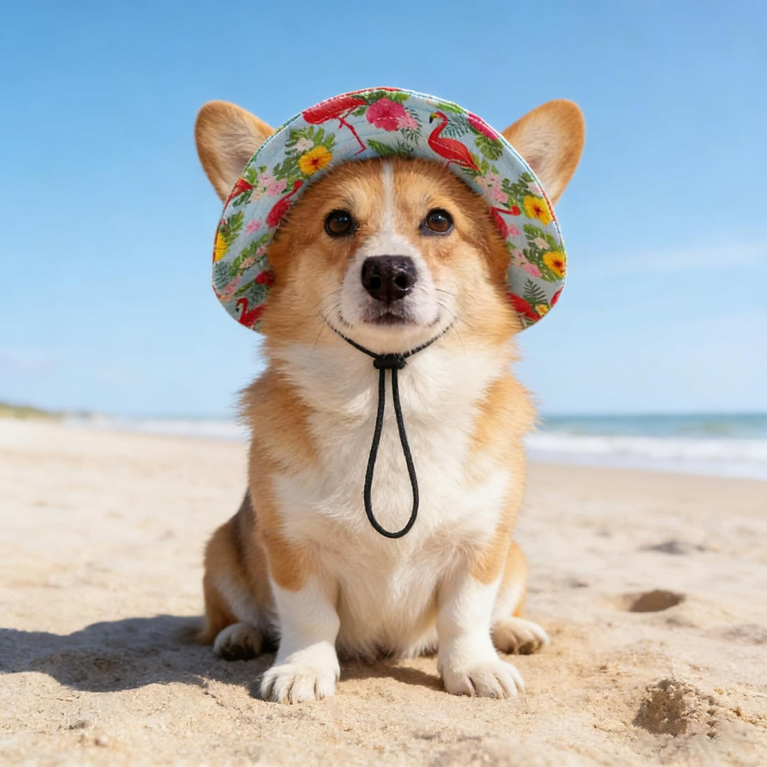 JpGdn Dog Hat for Medium Dogs with Ear Hole Round Brim Bucket Outdoor