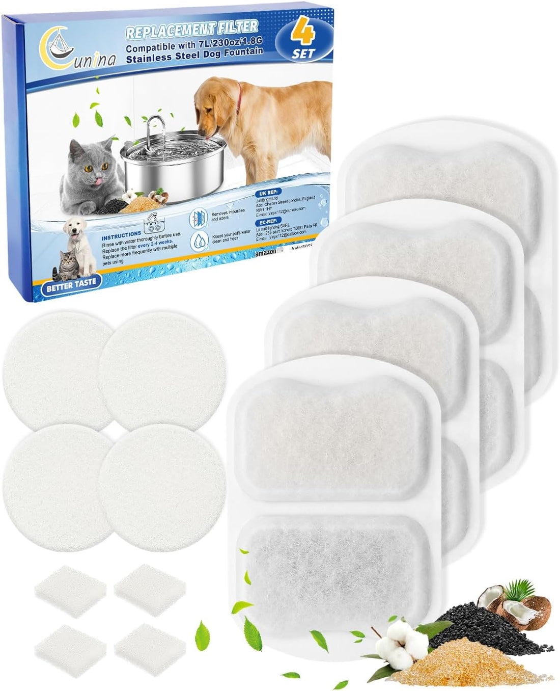 10 Set Dog Water Filter Replacement Fit for oneisall Dog Water