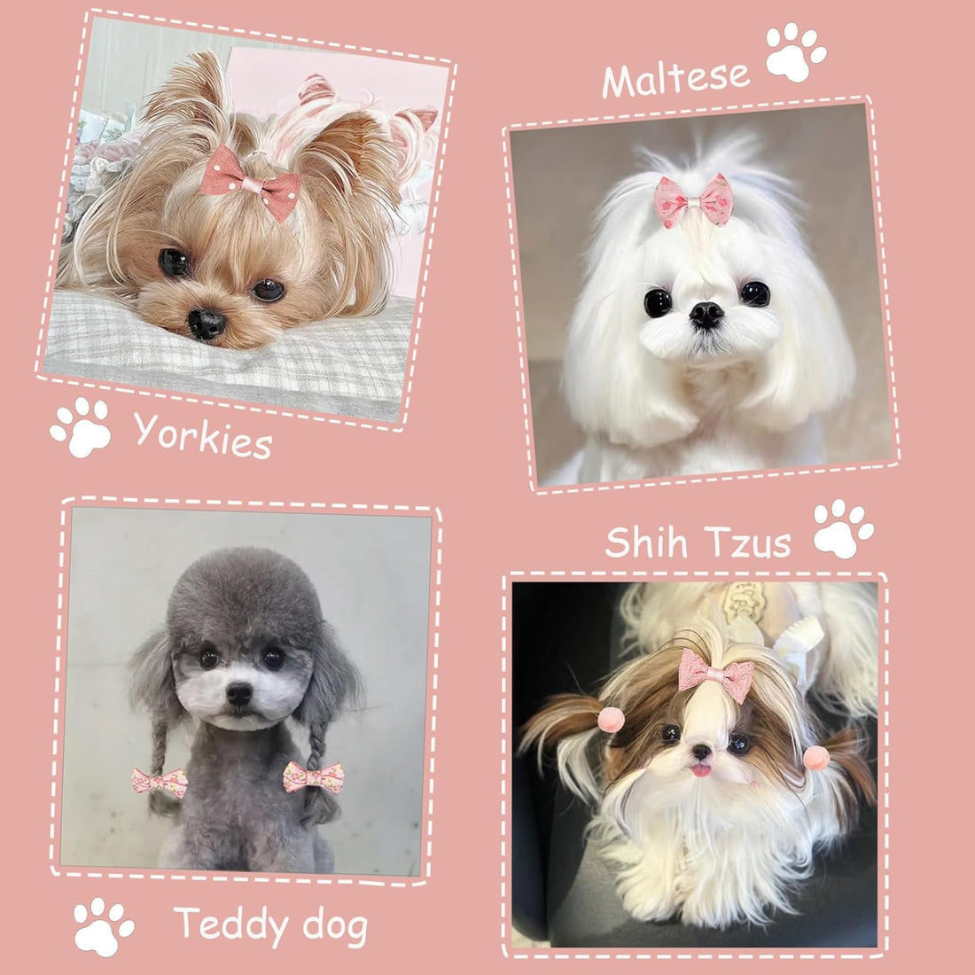 FGISAR 20 Pcs Small Dog Hair Bows with Rubber Bands Handmade Puppy