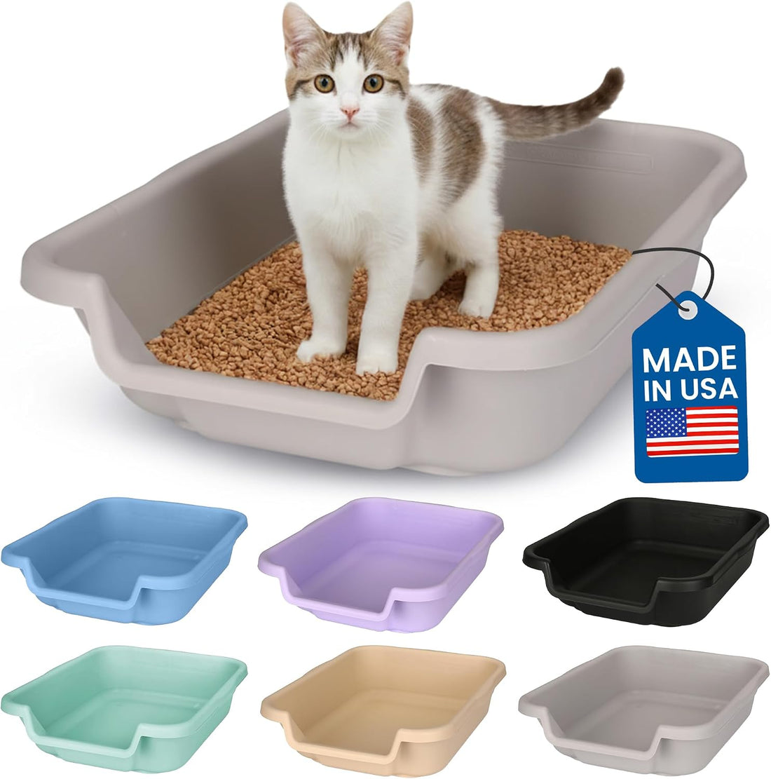 KittyGoHere Senior Cat Litter Box, Large Litter Pan, Beach Sand