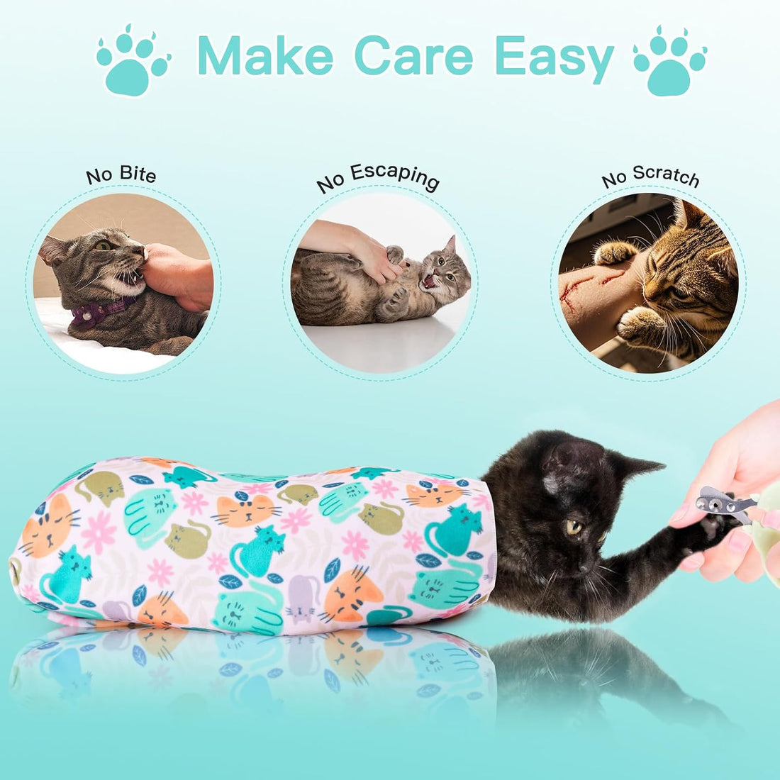 27.6" Cat Grooming Wrap, Cat Wrap for Cutting Nails