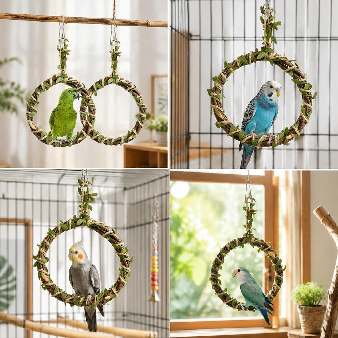 2Pcs Bird Swing Climbing Perch Parakeet Standing Toys Parrot Cages
