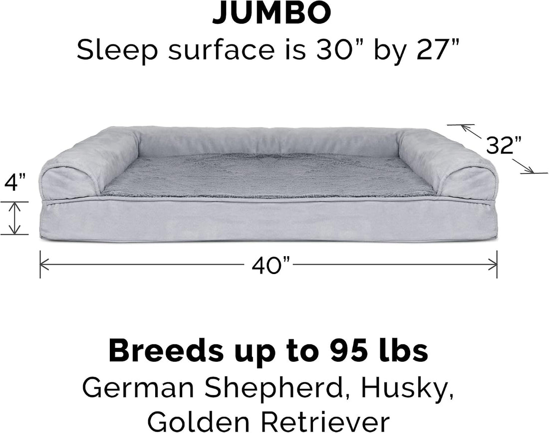 Furhaven Replacement Dog Bed Cover Plush & Suede Sofa-Style