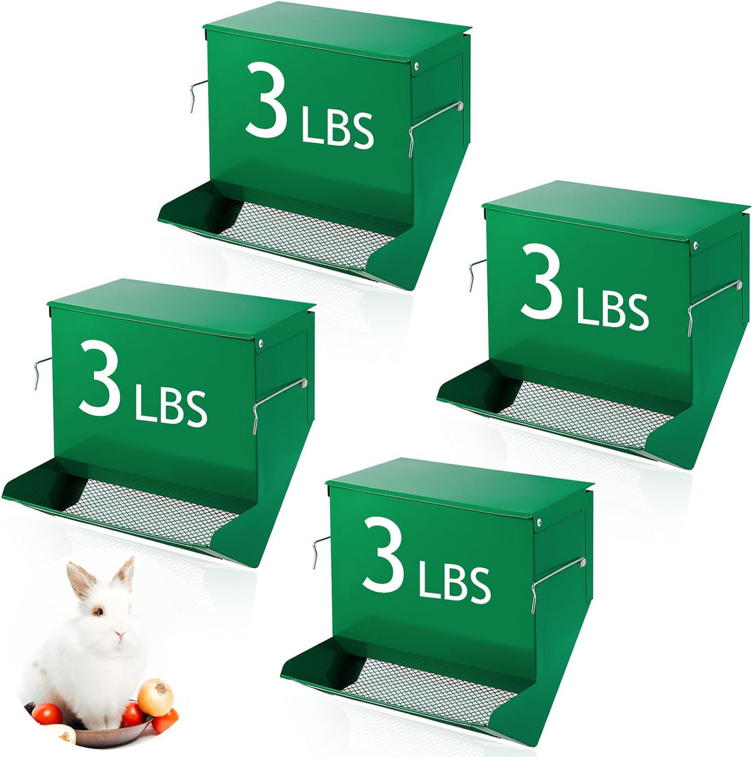 4 Pack Rabbit Feeder for Cages Small Animal Dispenser