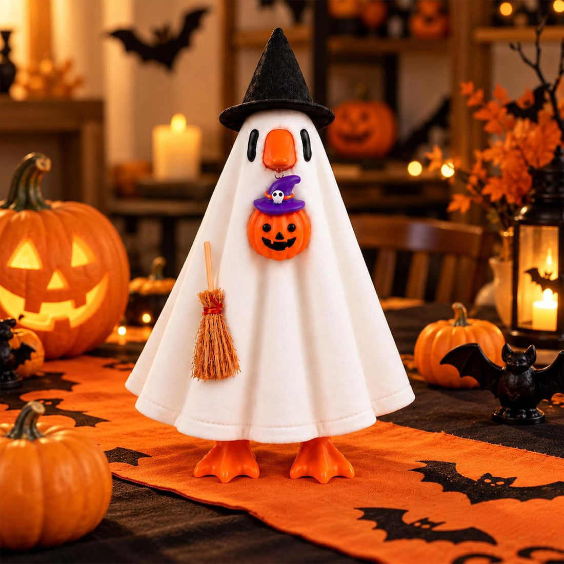 Halloween Desk Goose Clothes for 7 Inch Statues, Witch & Ghost 2-Pack
