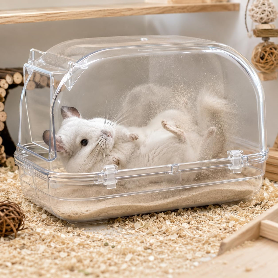 Large Chinchilla Dust Bath House, 11 in Clear Enclosed Hideout