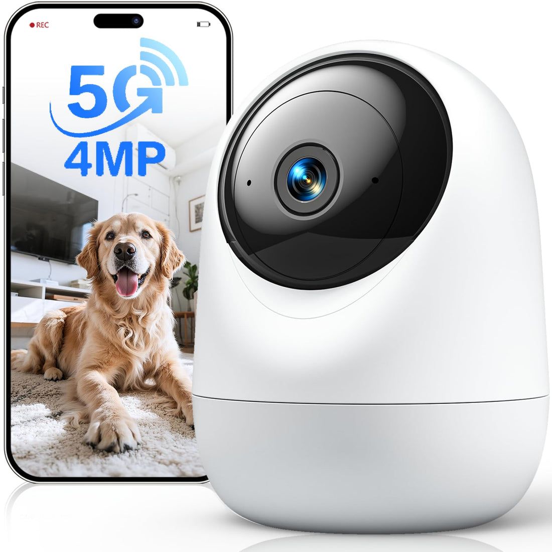 Andyssey 4MP Indoor Security Camera 360° Pan Tilt 5G/2.4G WiFi 6