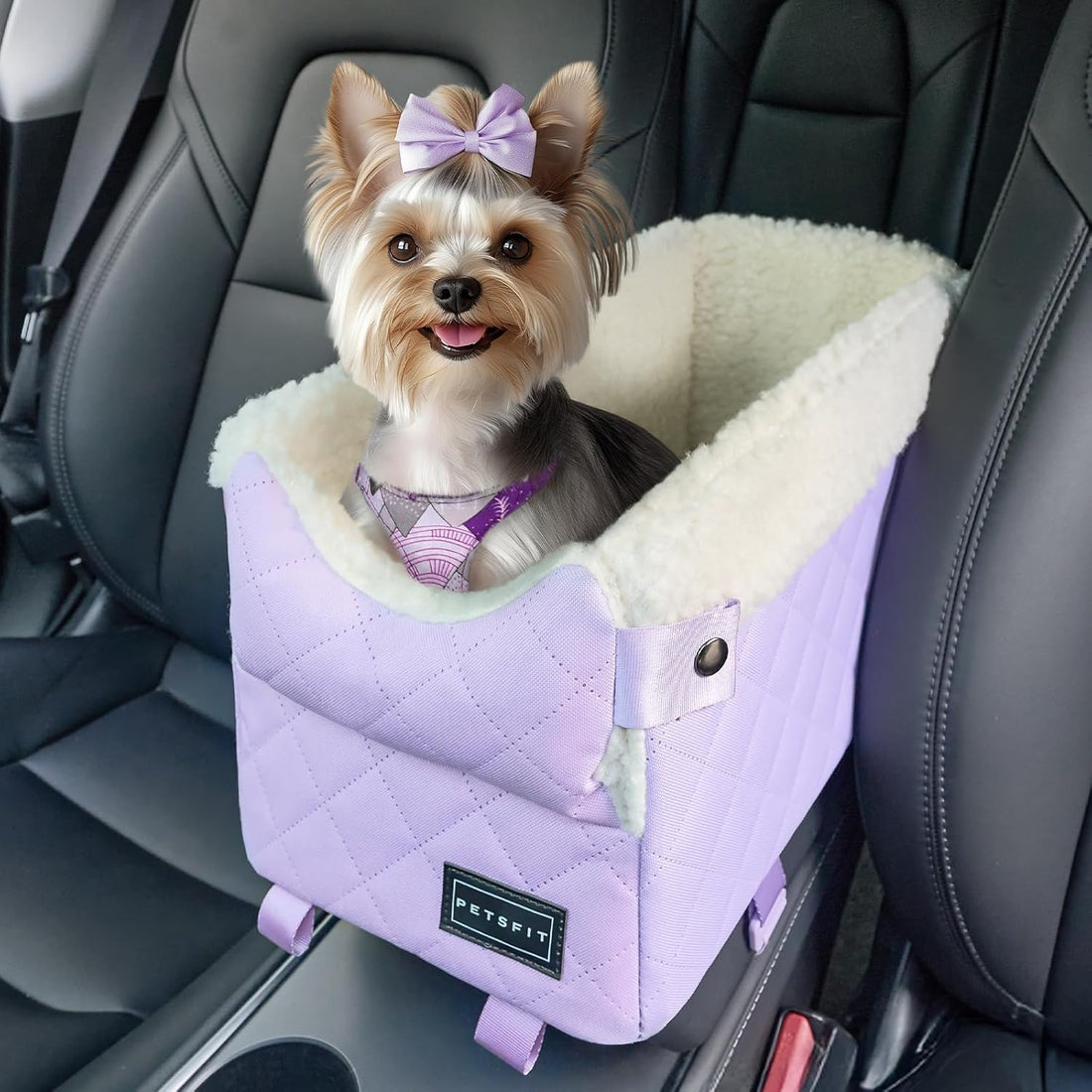 PETSFIT Center Console Dog Car Seat with Adjustable Seat-Rail Anchor