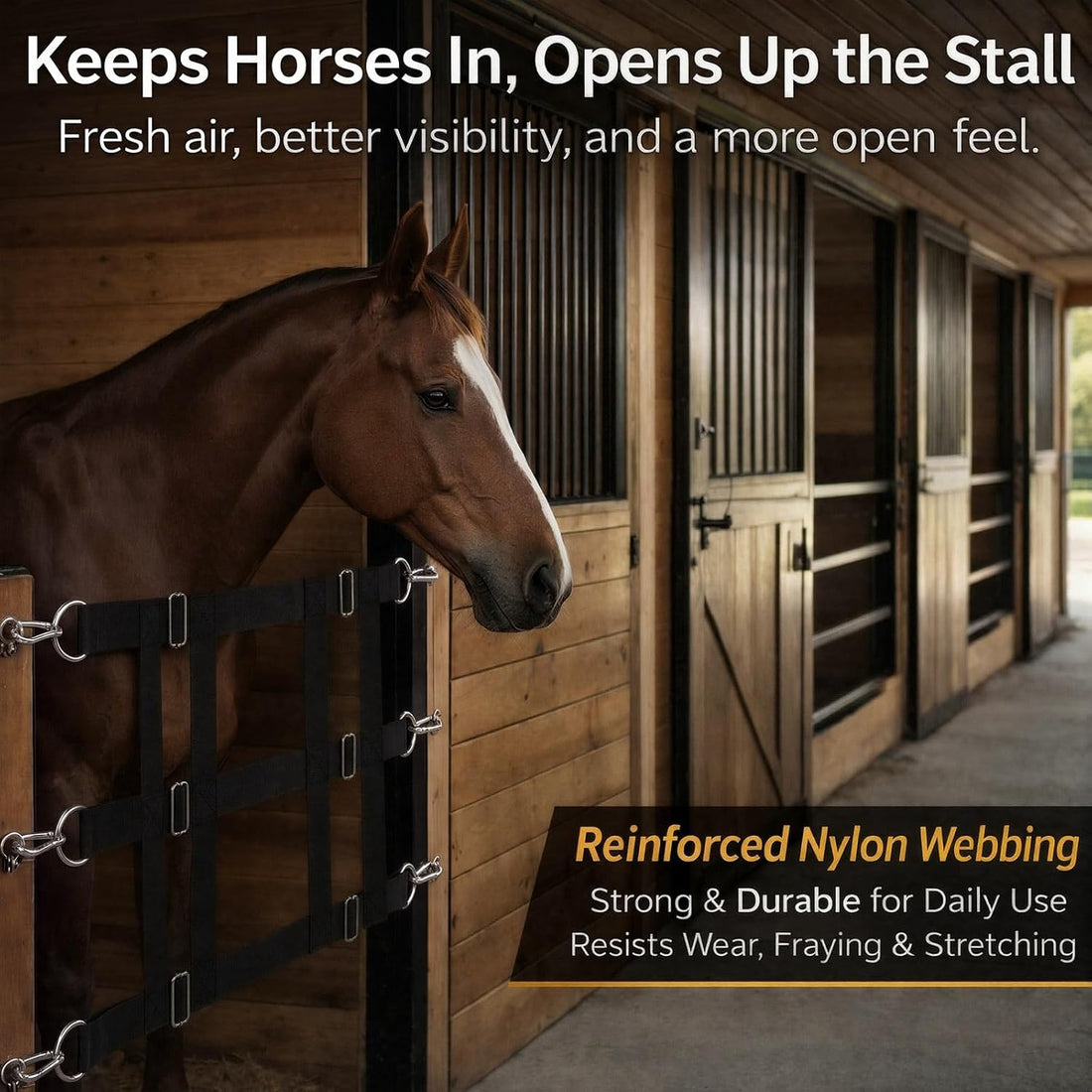 Aliceset Stall Guards for Horses 48" x 18" with Adjustable Strap