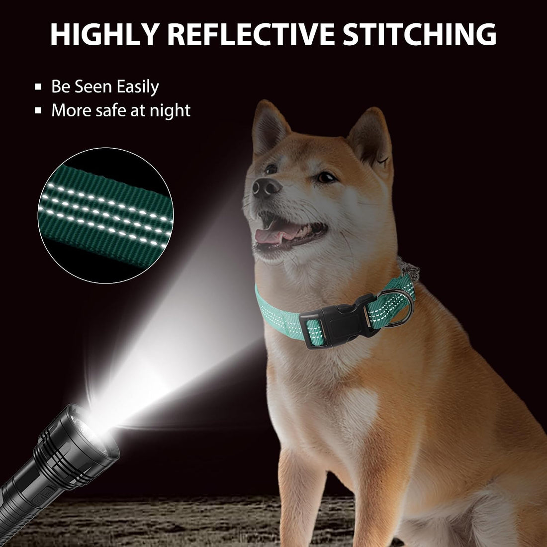 Martingale Collar for Dogs,Escape Proof No Pull, Teal, Large