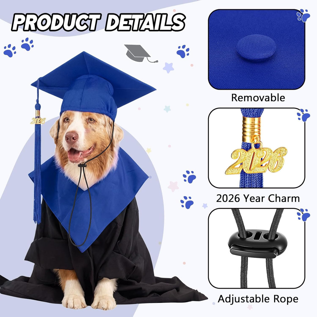 Huhumy Pet Graduation Cap Small Dog Graduation Hats with 2026 Tassel