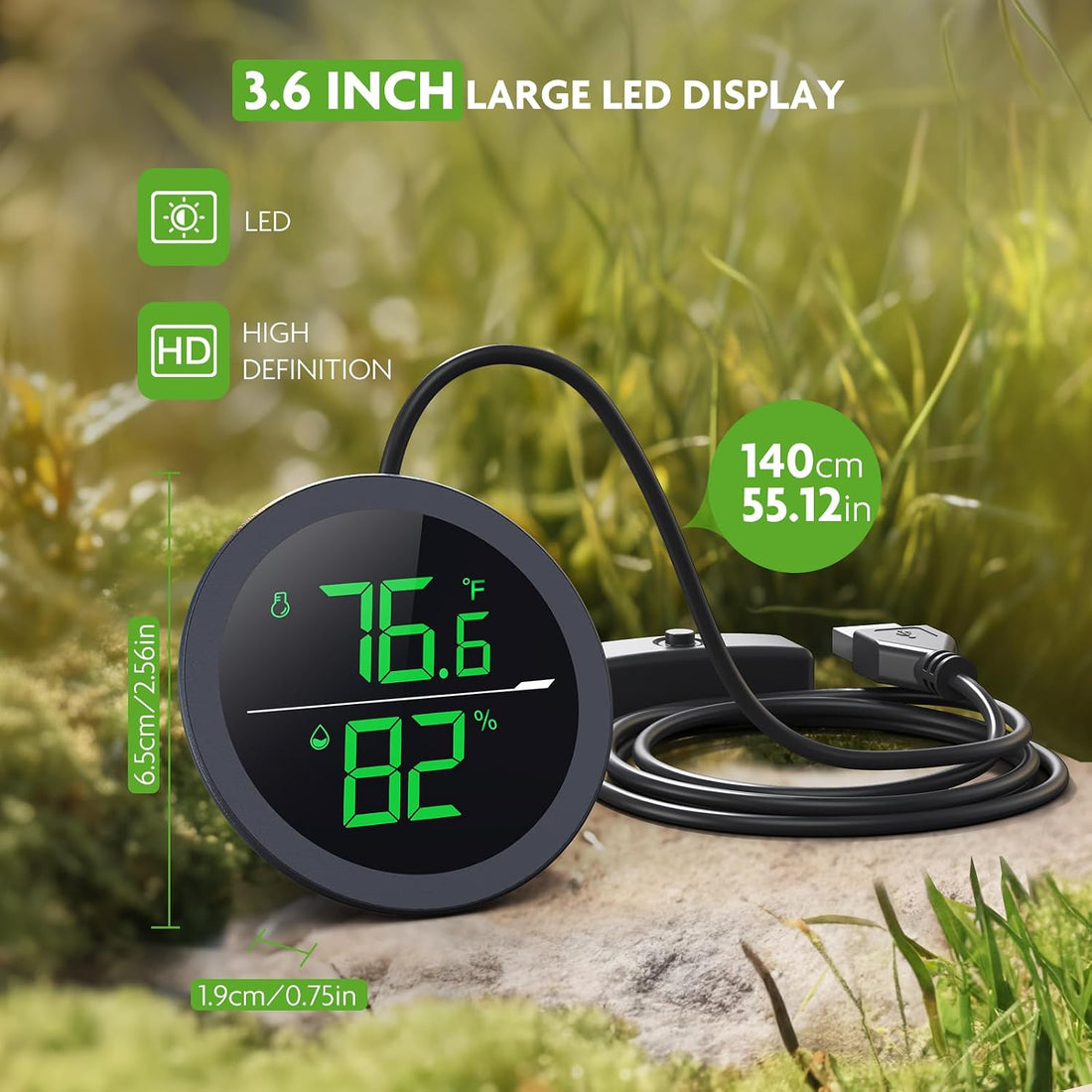 PAIZOO Real-time Display LED Digital Reptile Thermometer and Humidity