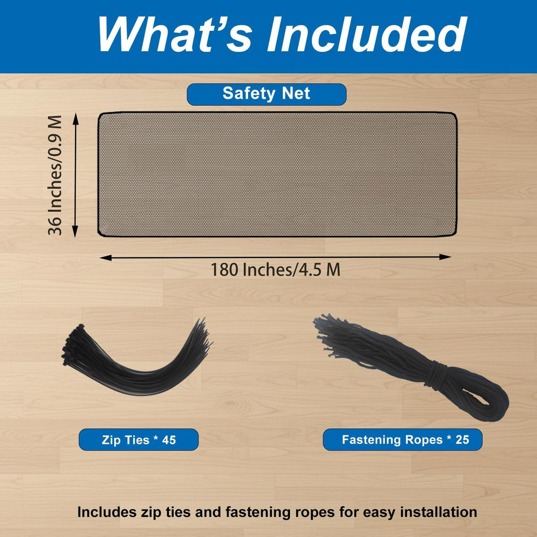 Banister Guard 15ft X 3ft Thick, Balcony Netting for Pets