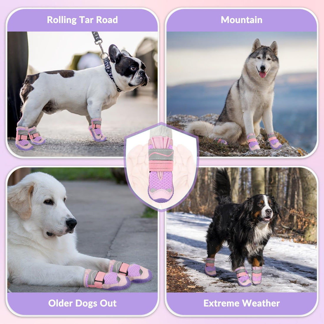 SlowTon Dog Shoes for Large Small Medium Dogs - Breathable Dog Boots