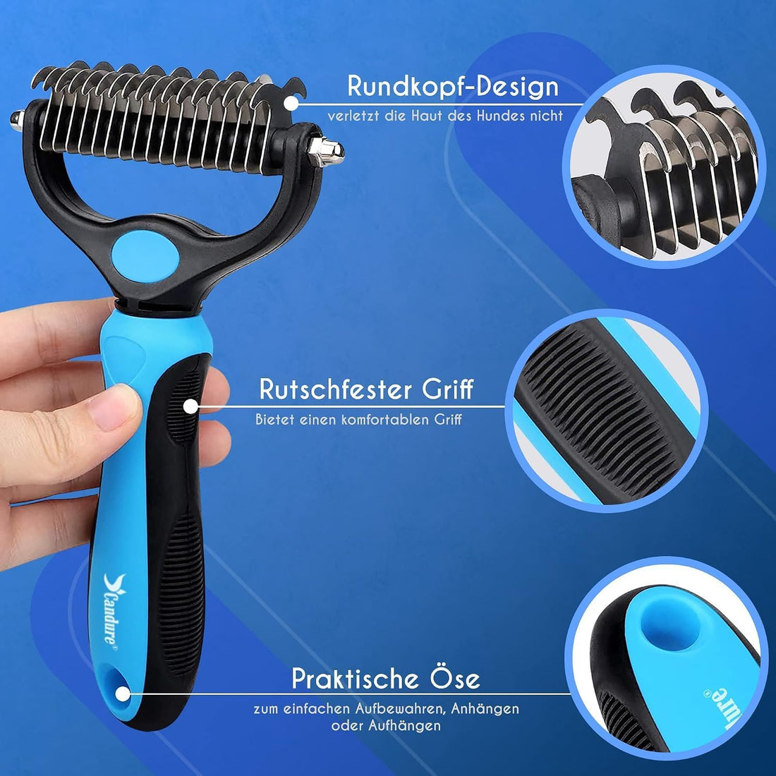 Candure Dog Brush for Shedding & Effective Hair Removal