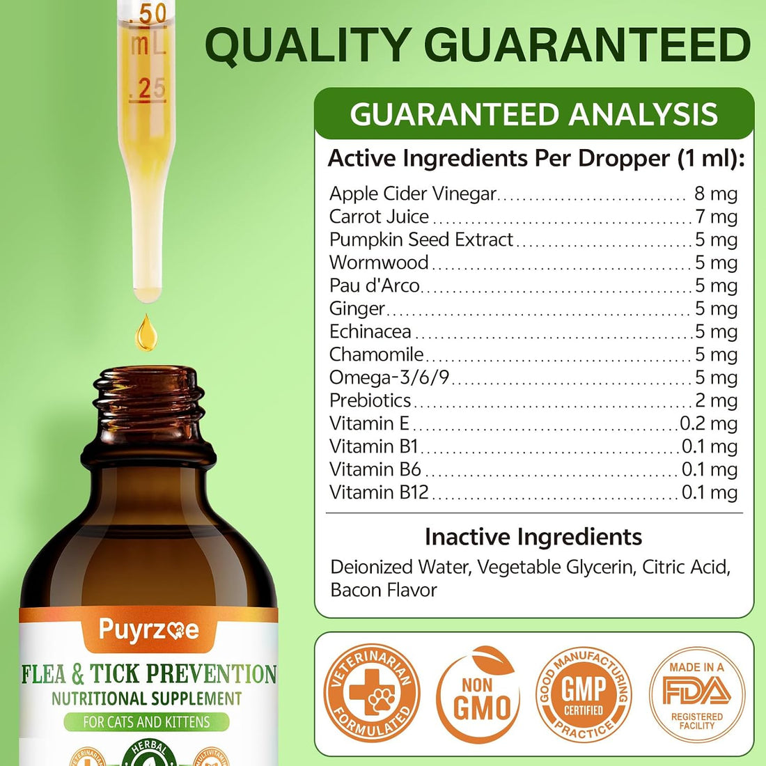 Puyrzoe Cat Flea Treatment, Flea and Tick Prevention for Cats, 60 mL