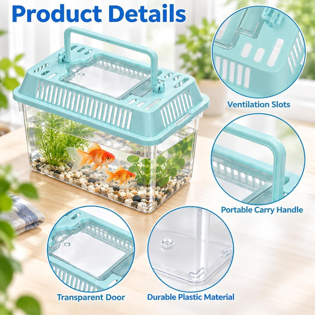 18Pcs Plastic Reptile Terrariums Carrier Cage, Small Fish Tank