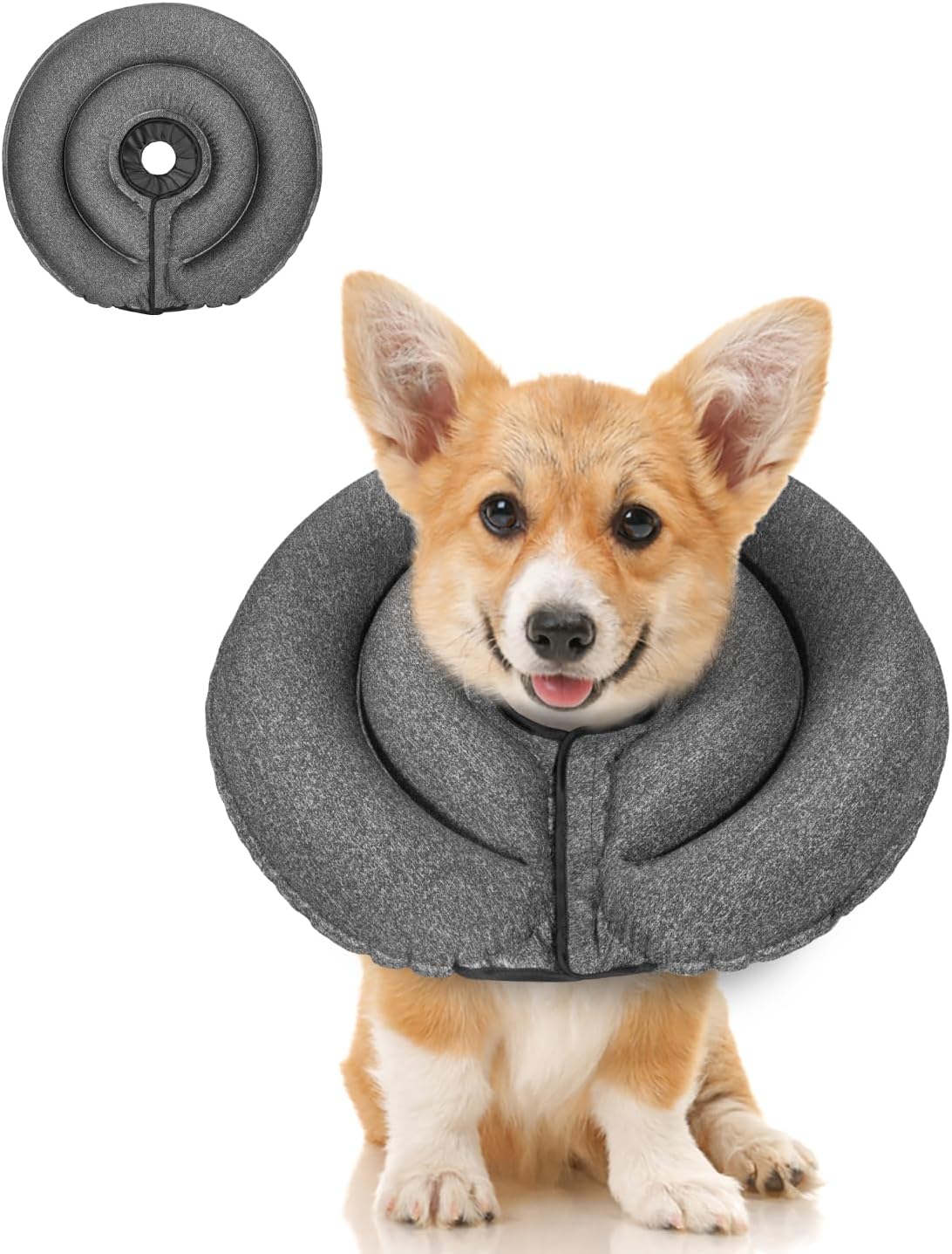 MIDOG Patented Inflatable Dog Cone, Soft Recovery Collar, Blue, S