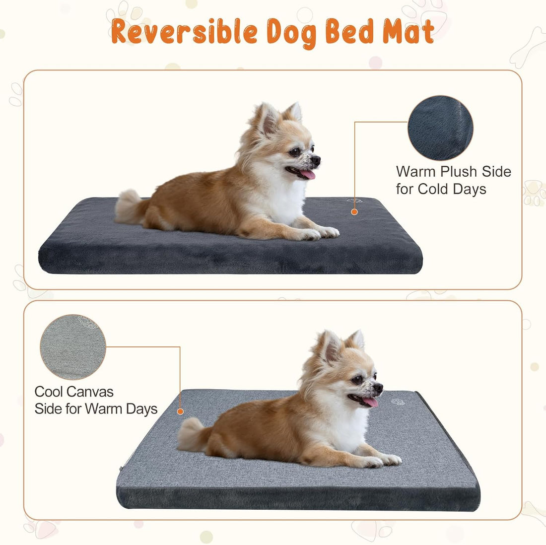 EMPSIGN Dog Bed Mat Crate Pad Mattress, Ultra Soft Pet Kennel, Grey
