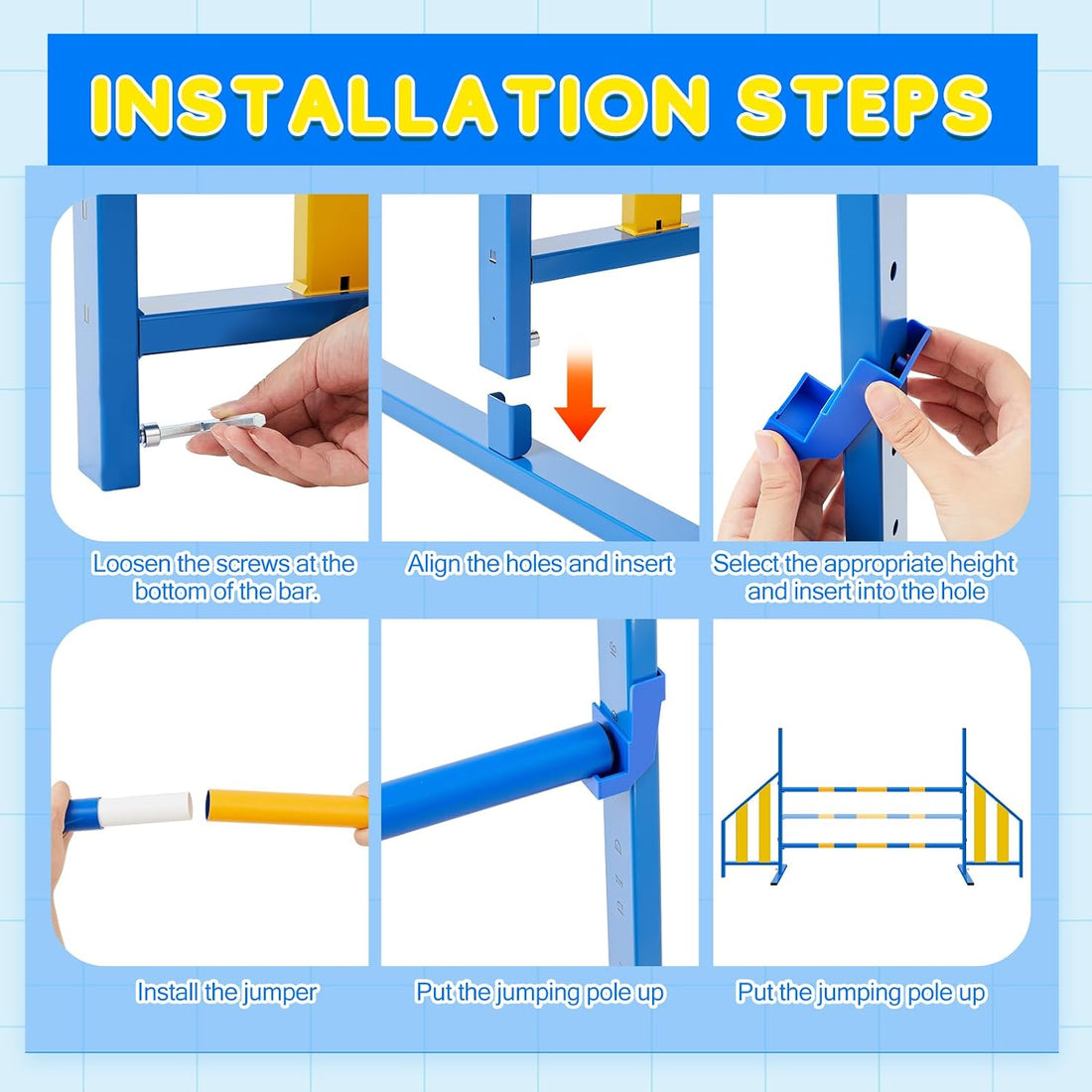 Seenelling Dog Agility Jump with Wing Bars, Adjustable Metal Hurdle
