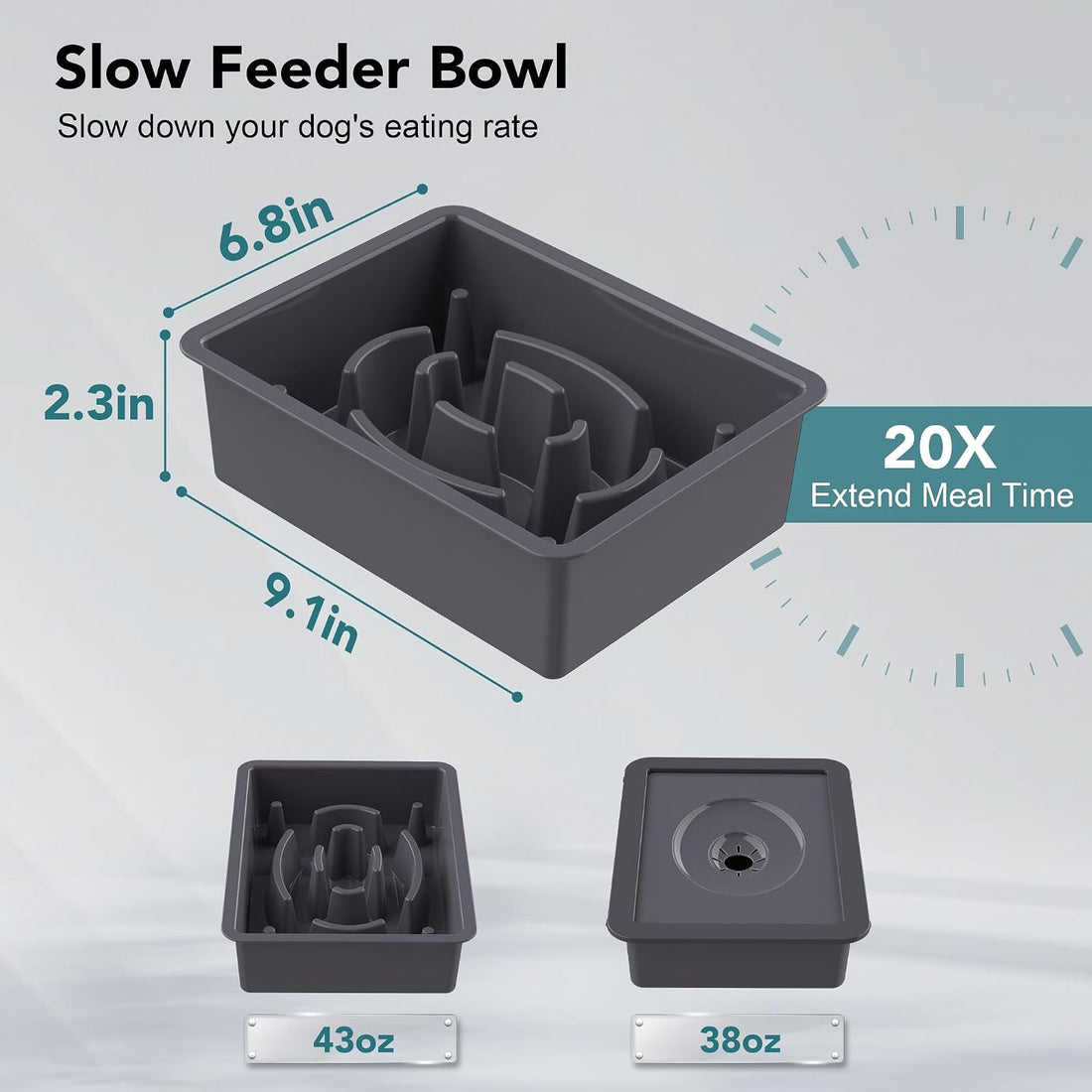 UPSKY 2-in-1 Elevated Dog Bowls Slow Feeder