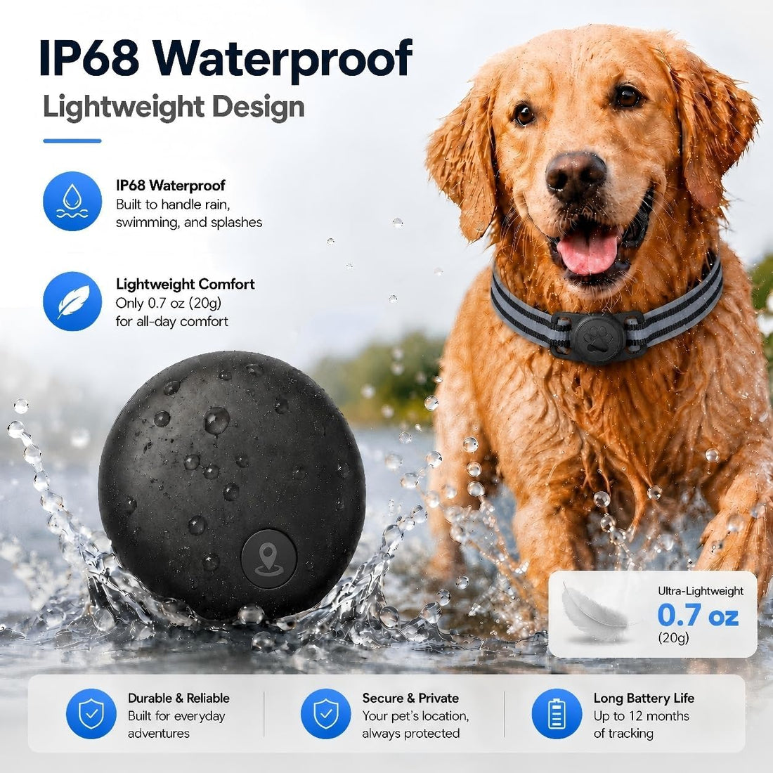 GPS Tracker for Dogs, Pet Location Tracker for Dogs & Cats, iOS Only