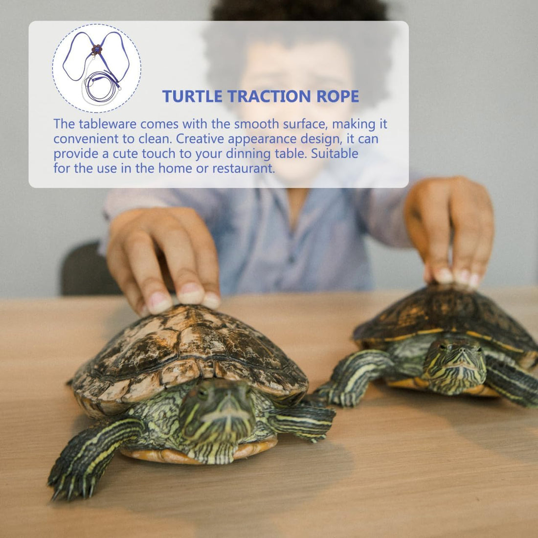 HANABASS Tortoise Pet Hauling Rope Adjustable Suede Blue