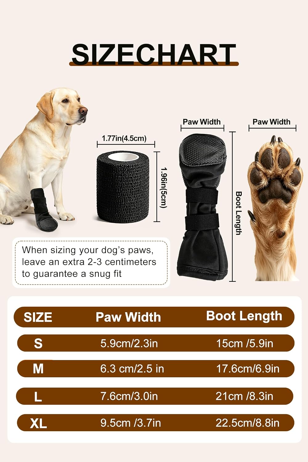 Dog Paw Wound Protection Kit with Recovery Boot & Self-Adhering