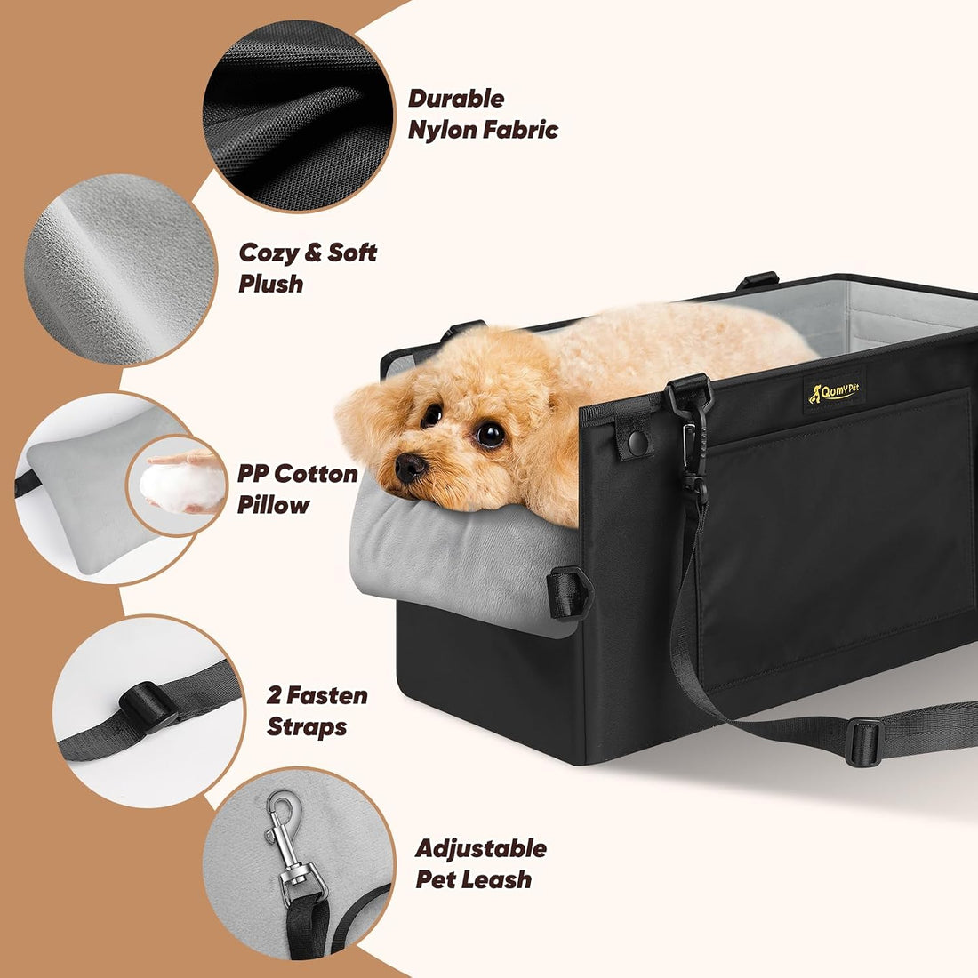 QUMY Dog Car Seats for Small Dogs Up to 11lbs
