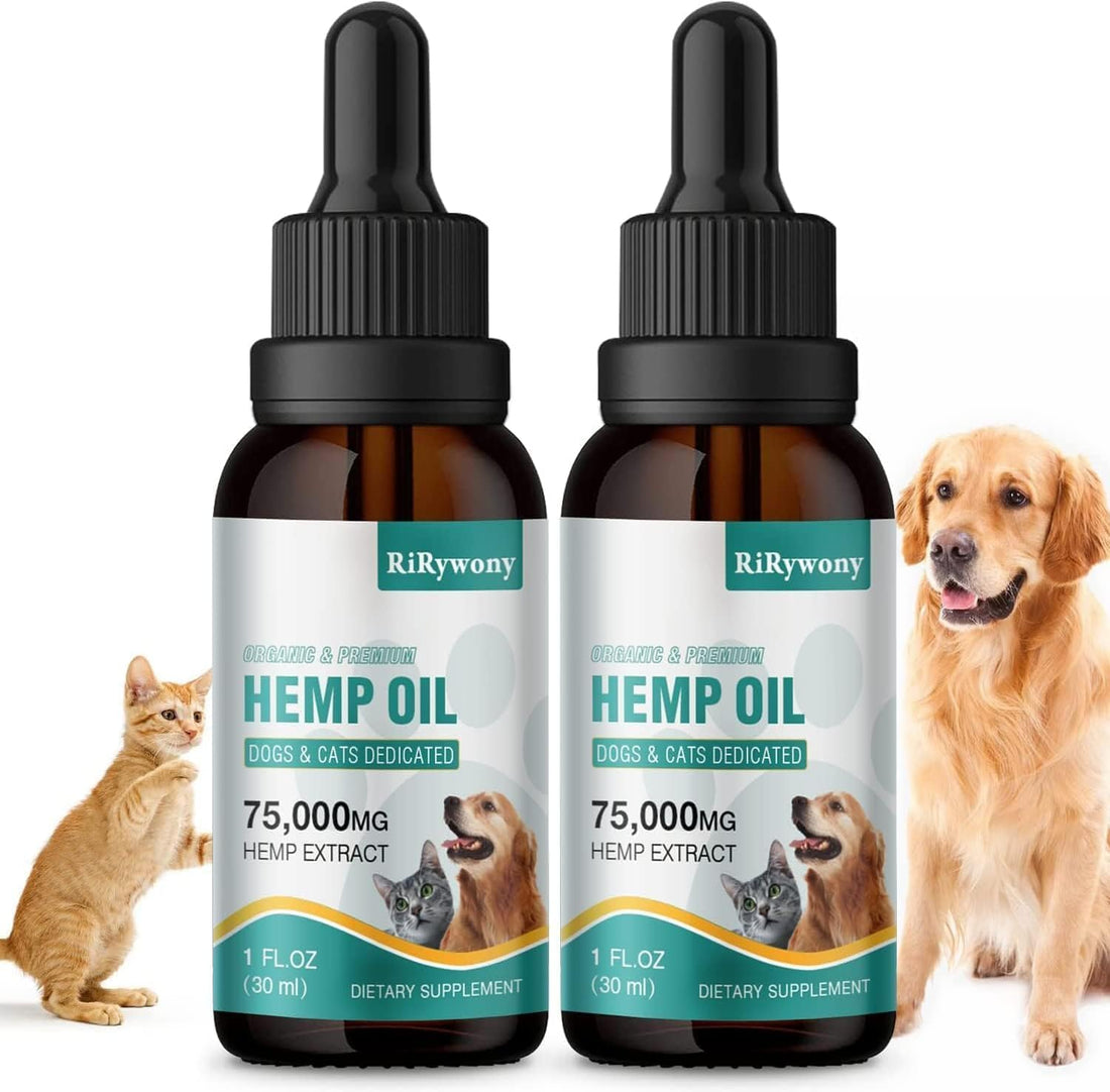 2 Pack Hemp Oil for Dogs & Cats- Helps Pets with Аnxiety, Pаin, Strеss