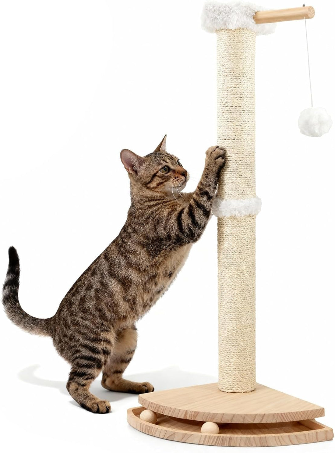 Couch Cat Corner Scratcher with with Interactive Ball Toys, 25''
