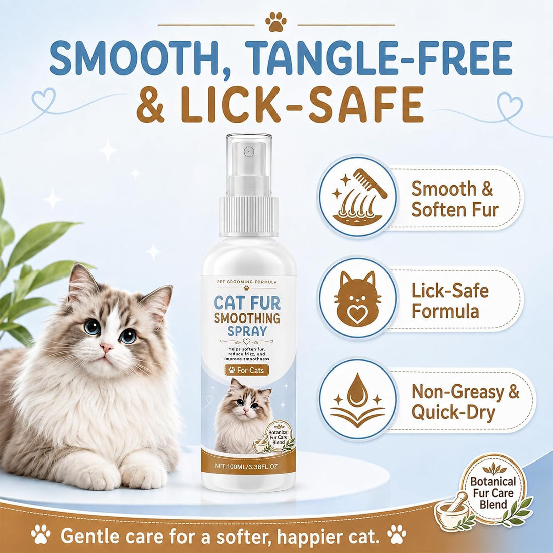 Cat Detangler Spray, Natural Solution for Matted Hair
