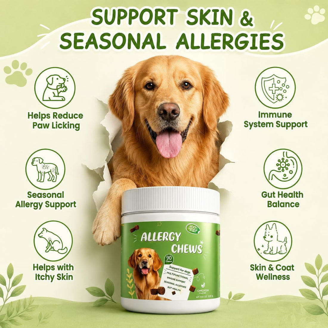 Organnact Dog Allergy Chews Itch Relief Probiotics