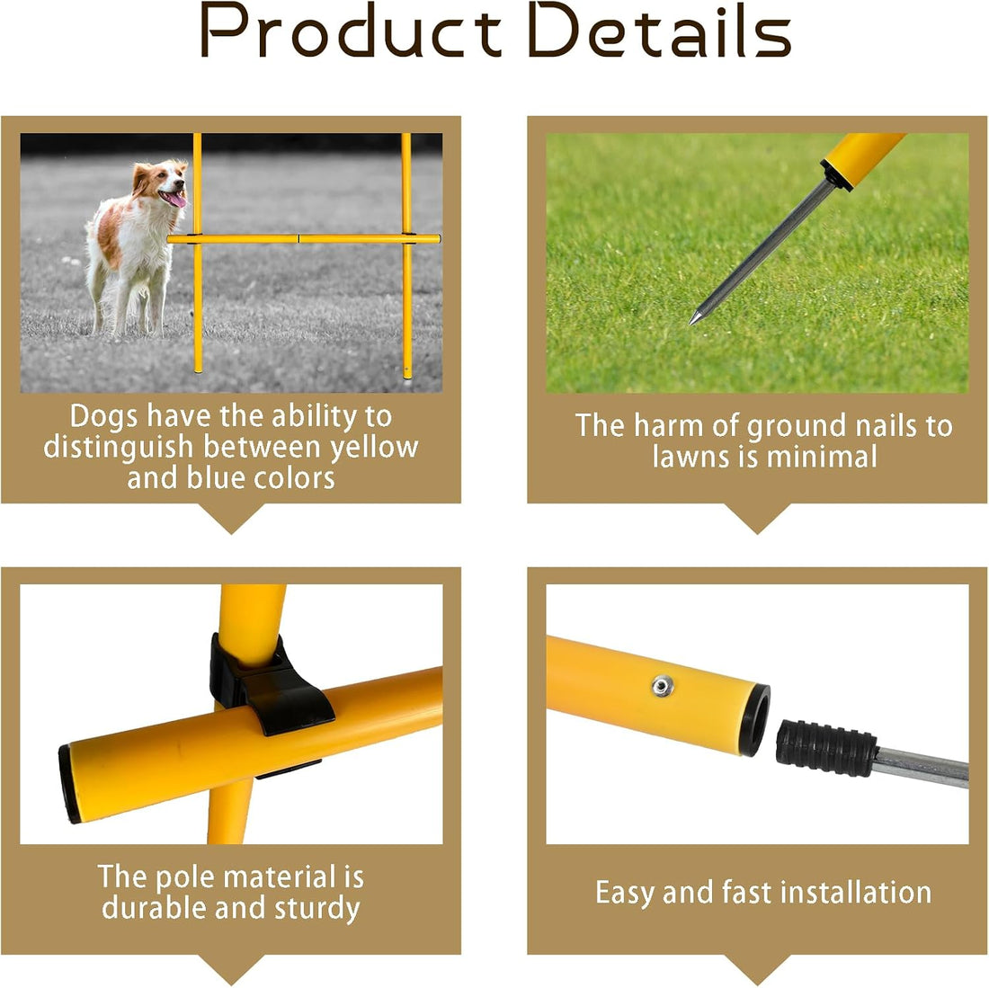 TNZMART 2.6 FT Dog Agility Obstacle Course Backyard Set Wave Poles
