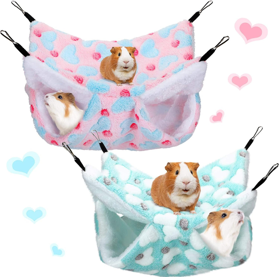 Boao 2 Pcs Guinea Pig Rat Hammock for Pet, Mint Green, Pink