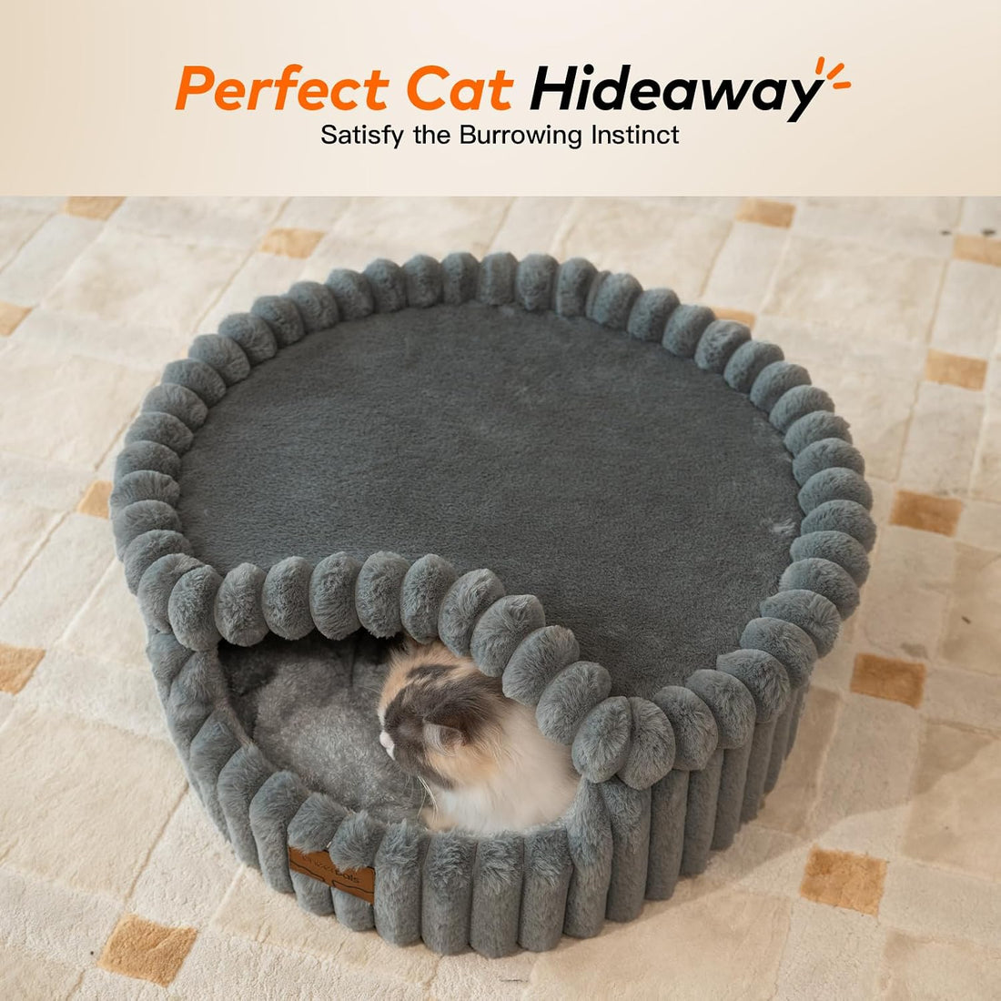 CHEERPALS Cloud Cat Cave Bed for Indoor Cats Hooded Bed with Zipper