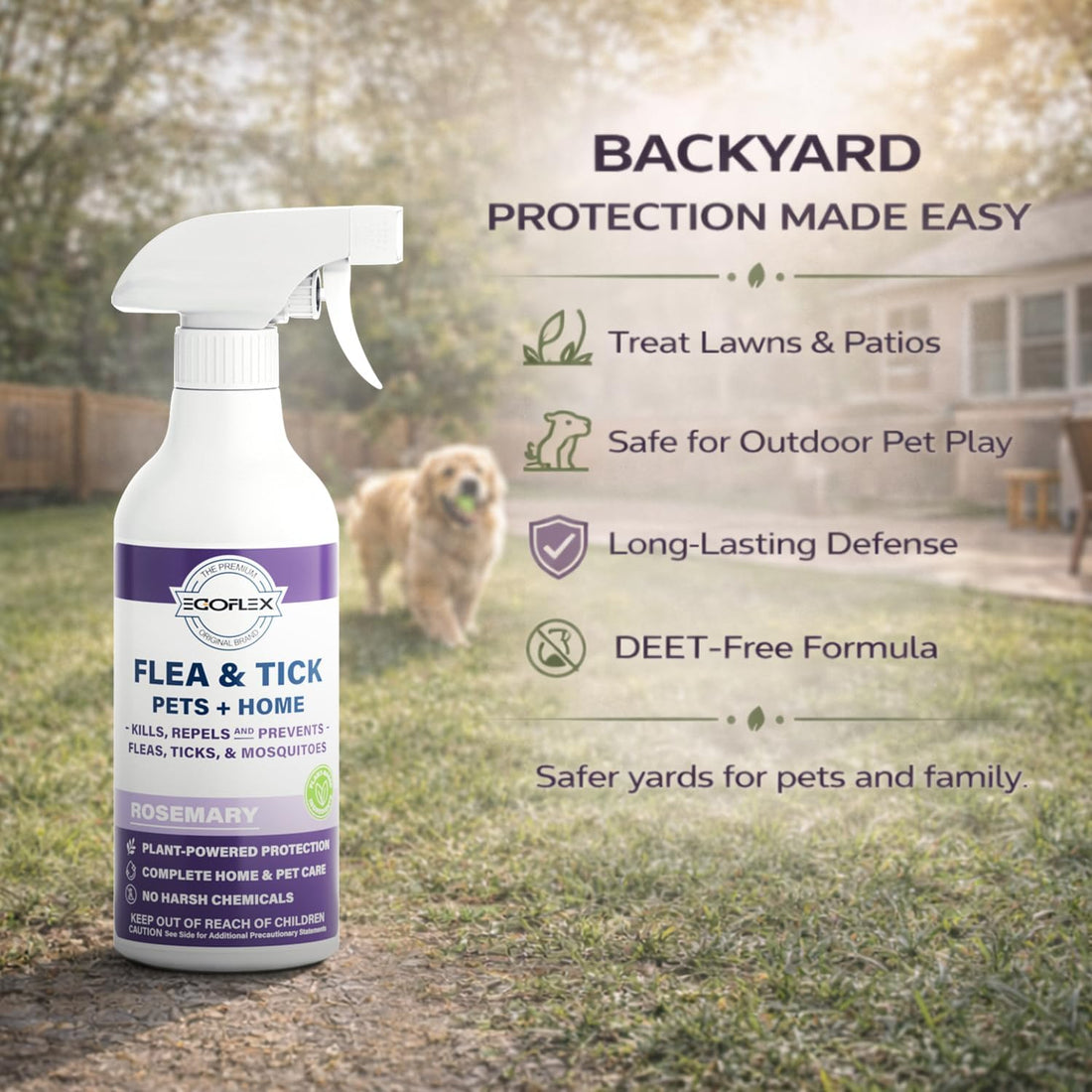 Flea Spray for Home & Pets Plant-Based Repellent with Rosemary Scent