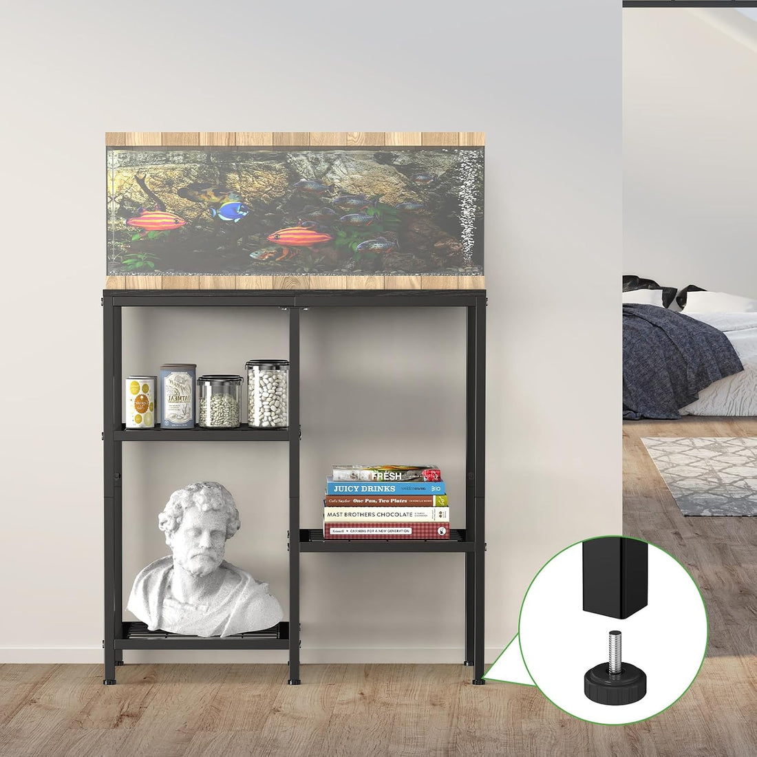 20 Gallon Fish Tank Stand, Metal Aquarium Stand, with 3-Tier Shelf