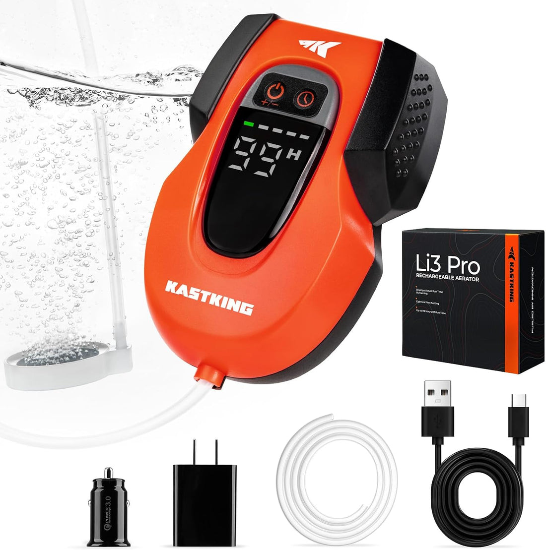 KastKing Li3 Rechargeable Live Bait Aerator Pump & Bubbler with Hang