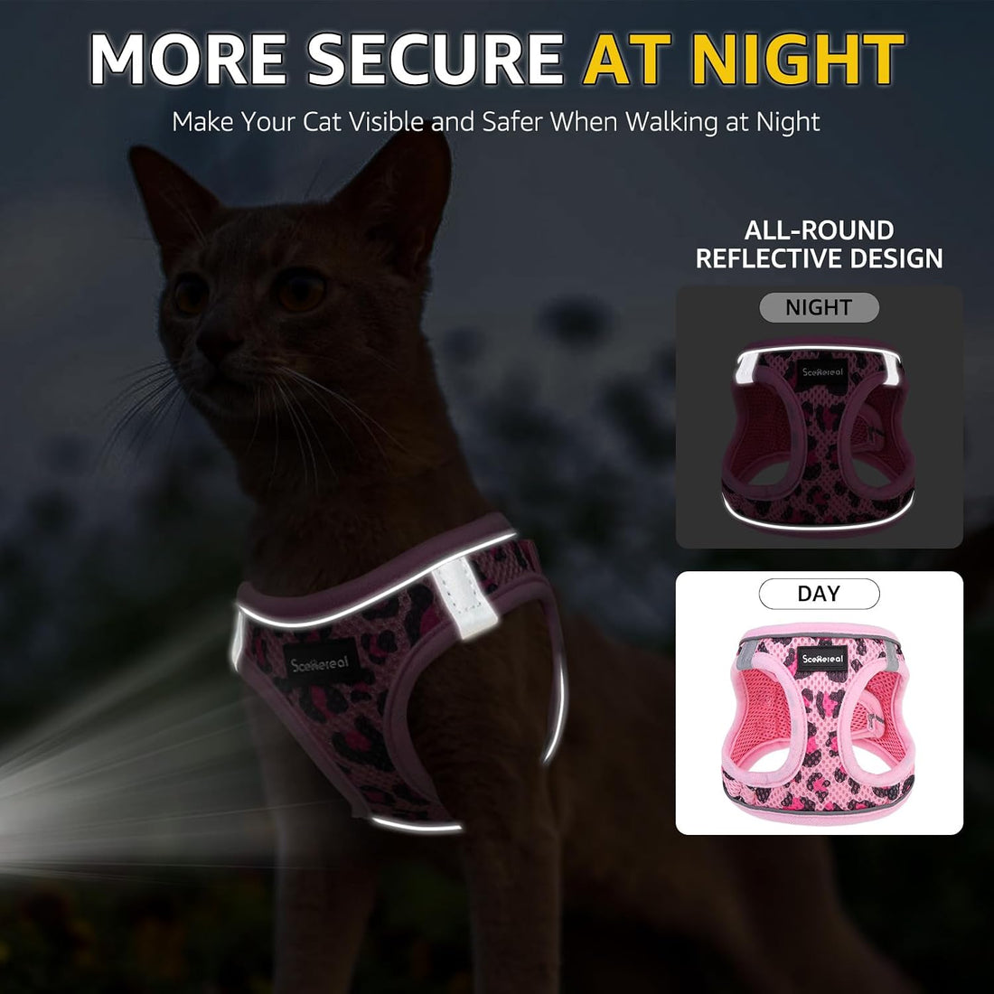 SCENEREAL Cat Harness & Leash Set Escape Proof