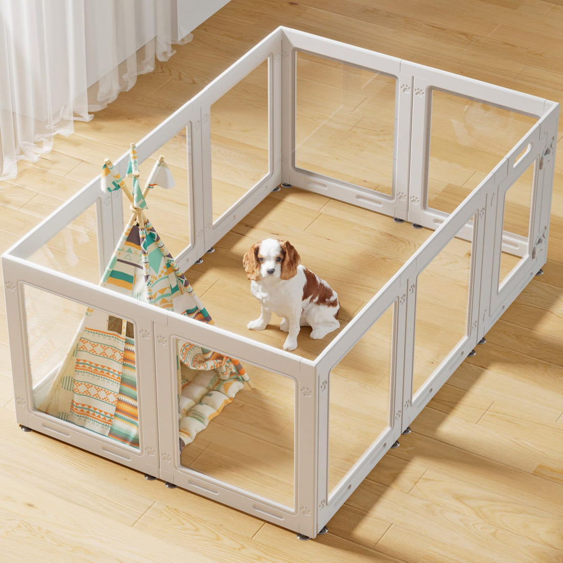 Clear Acrylic Dog Playpen with Door,23.6" Puppy Playpen,Easy Assemble